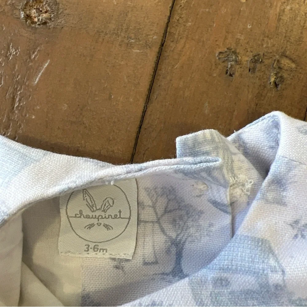 Chaupinet Clothing boutique Vintage Village Ruffle Dress 3-6 Months Blue White